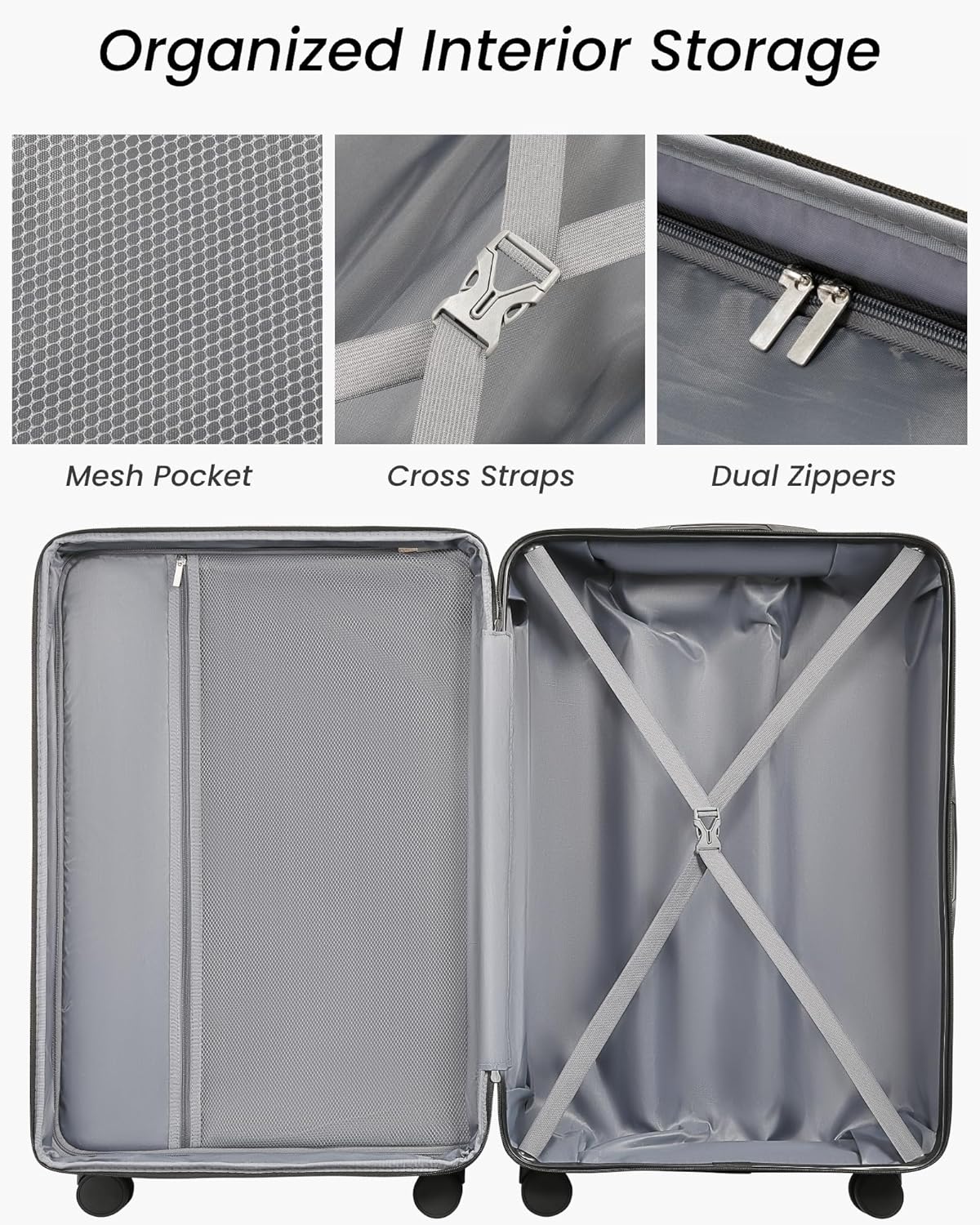 28 Inch Luggage, Expandable Hardside Large Checked Suitcases with Wheels, Blue