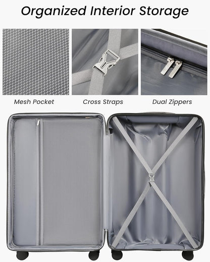 28 Inch Luggage, Expandable Hardside Large Checked Suitcases with Wheels, Blue