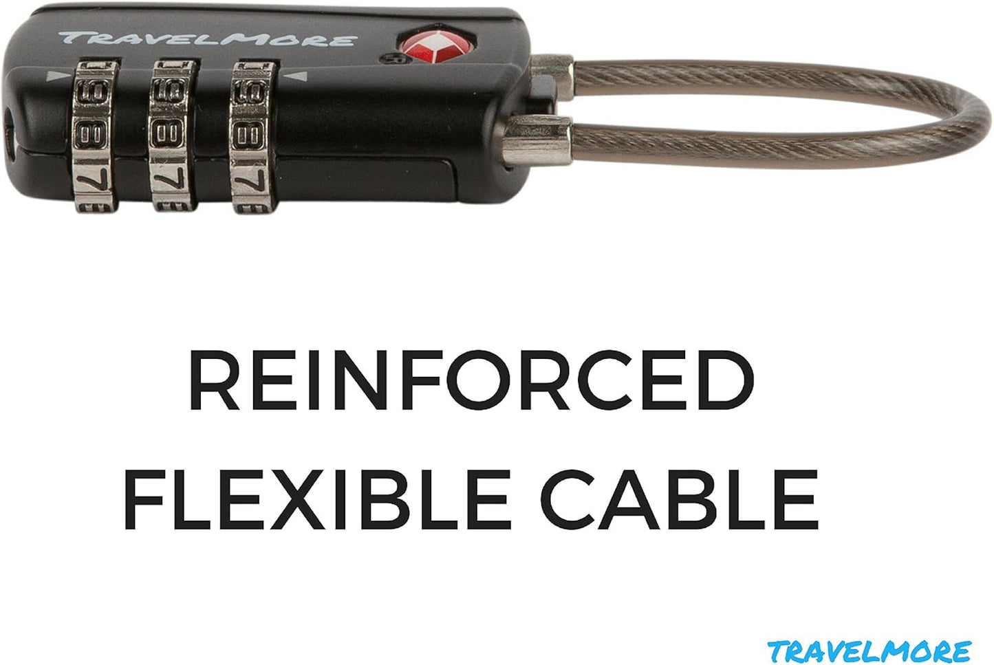 TSA Approved Travel Combination Cable Luggage Locks for Suitcases & Backpacks - 1 Pack of Black TSA Lock