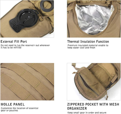 Unigear Tactical Hydration Packs Backpack 1050D with 3L Water Bladder, Thermal Insulation Pack Keeps Liquid Cool up to 4 Hours for Hiking, Cycling, Hunting and Climbing