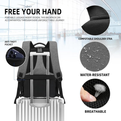 Backpack for School, School Backpack for Boys Girls Teens, College Book Bag, Water Resistant Bookbag, Back Pack for Men Women, Business Work Travel Grey