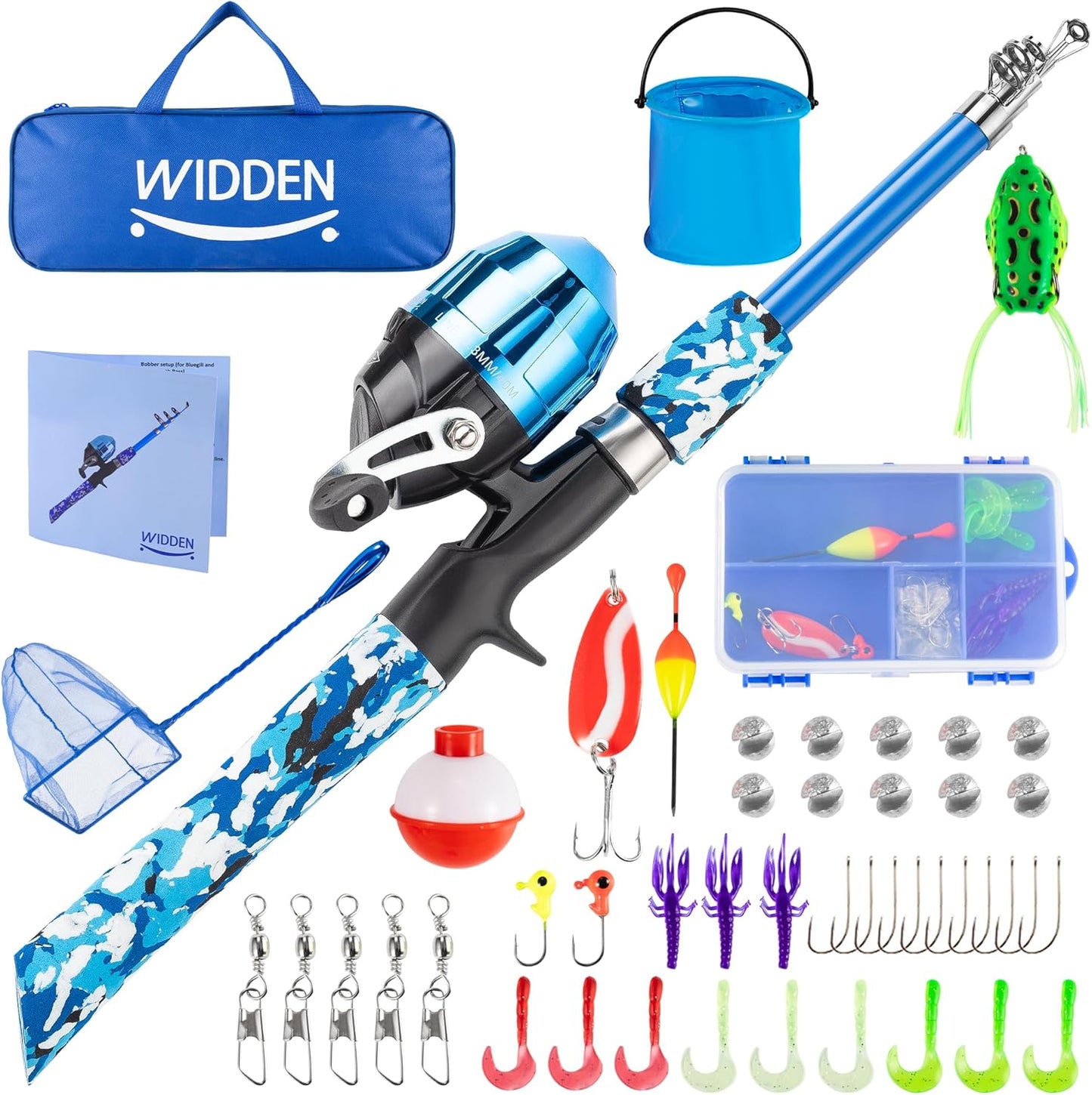 Kids Fishing Pole, Portable Telescopic Kids Fishing Poles for Boys and Girls, Fishing Rod and Reel Combo Kit with Tackle Box, and Fishing Net, Best Fishing Pole for Toddler Youth