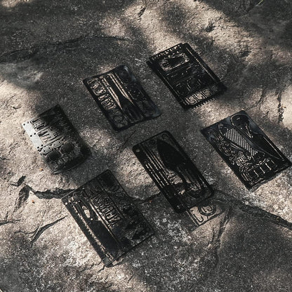 PSKOOK 12 Pcs Survival Multitool Card Emergency Camping Tool EDC Kit in Your Wallet Outdoor Hunting Fishing Hiking Gear