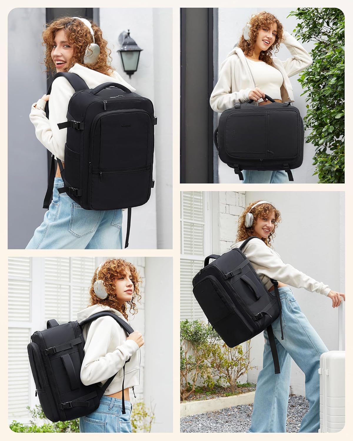 LOVEVOOK Travel Backpack for Women & Men, 40L Large Carry On Backpack Airline Approved, TSA Personal Item Weekender Bag, Water Resistant Laptop Backpack with 3 Packing Cubes for Travel Essentials