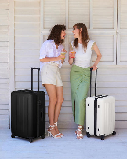 Carry On Suitcase, 20 Inch Carry-On Luggage with Double Spinner Wheels, Dry Wet Separate Design, PC Hard Case Suitcase, Lightweight Travel Luggage, TSA Approved (Solid White, Danube)