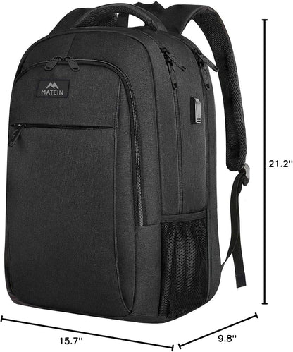 MATEIN Extra Large Travel Backpack, TSA Friendly 18.4 Inch Laptop Backpack with USB Charging Port, Anti Theft Flight Approved Business Work College Computer Big Bag for Women Men, Black