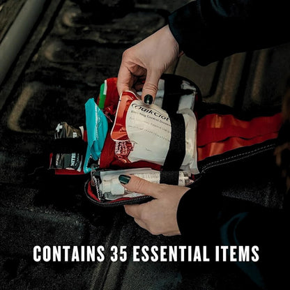 My Medic - TFAK - Ifak Trauma Kit with Tourniquet - HSA/FSA Approved - Over 35 Essential Life Saving First Aid Items for Car or Travel - Red