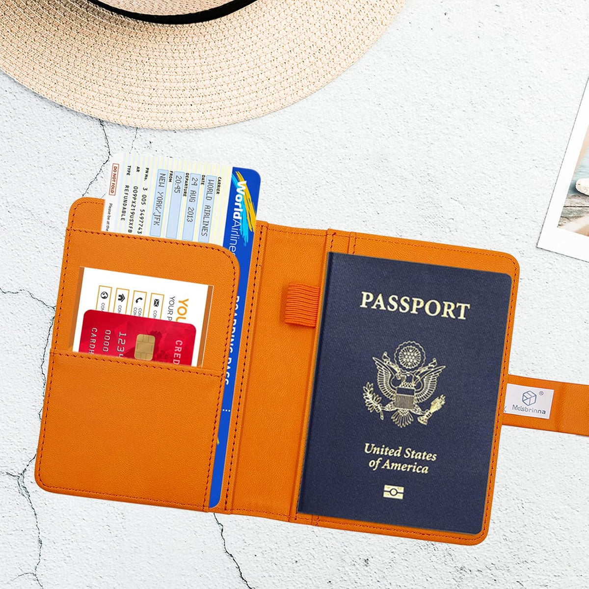 Melsbrinna Premium Leather Passport Holder Covers Case, Waterproof Rfid Blocking Travel Wallet Passport Holder with Pen Holder, Cute Passport Book for Women/Men