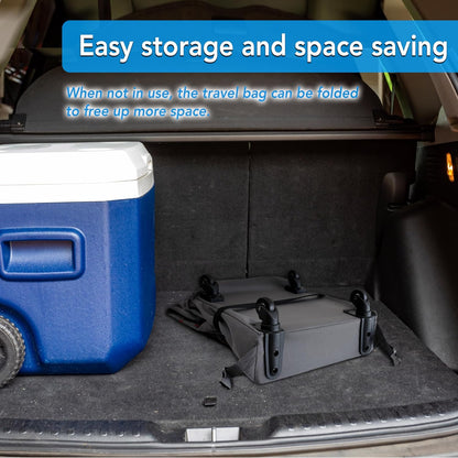 Car Seat Travel Bag with Wheels Heavy Duty Water-resistant Protective Cover for Airplane Travel & Rolling Design, Padded Handle,Padded Adjustable Strap (Grey)