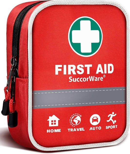 SuccorWare130 Pieces First Aid Kit with Hospital Grade Medical Supplies - Includes Emergency Blanket, Bandage - Great for Home, Outdoors, Office, Car, Travel, Camping, Hiking, Boating