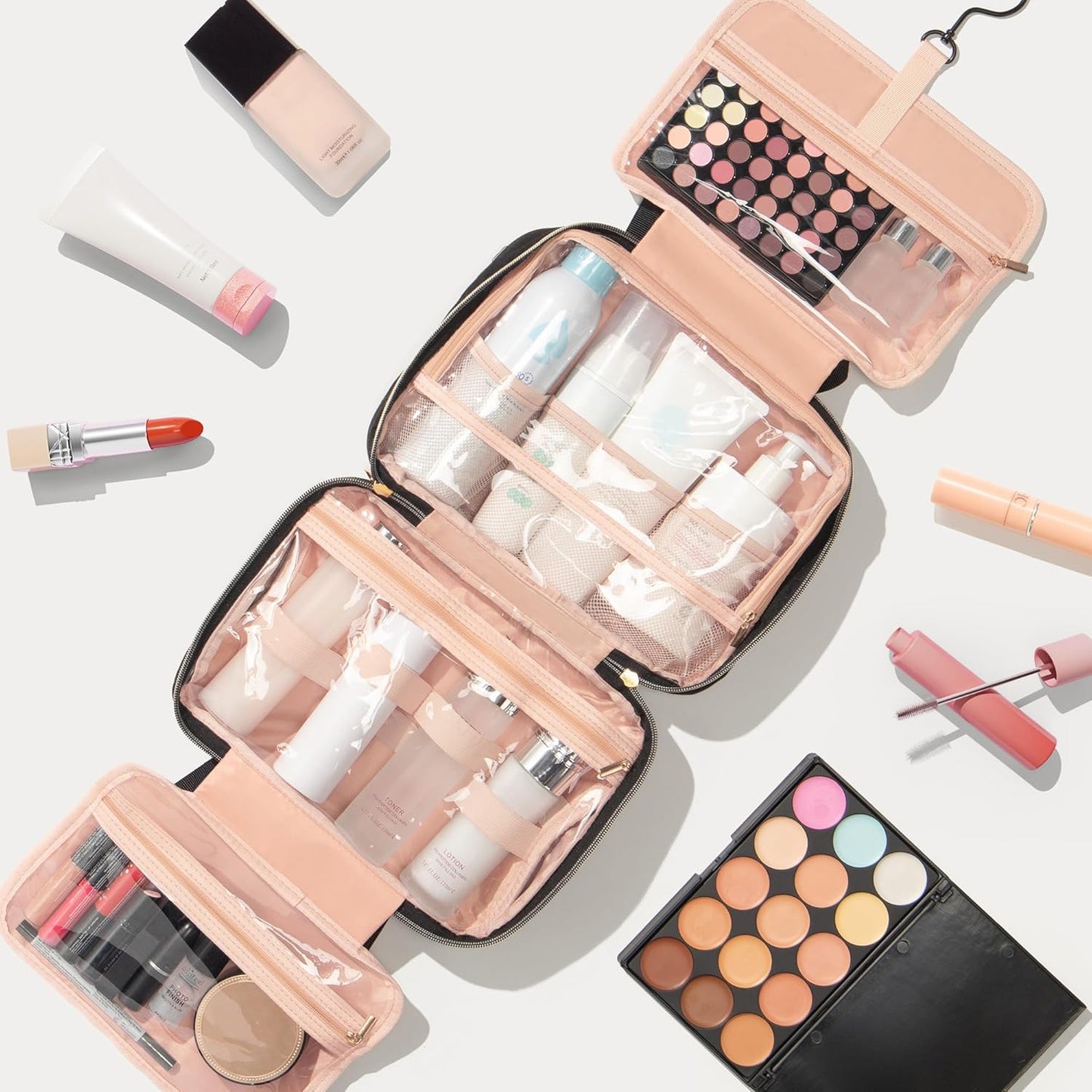 Personalized Gifts for Women, Initial Toiletry Bag Hanging Travel Organizer & Makeup Cosmetic Bag with Embroidery Letter Teacher Appreciation Gift Birthday Mothers Day Gifts for Mom Wife Friend Sister