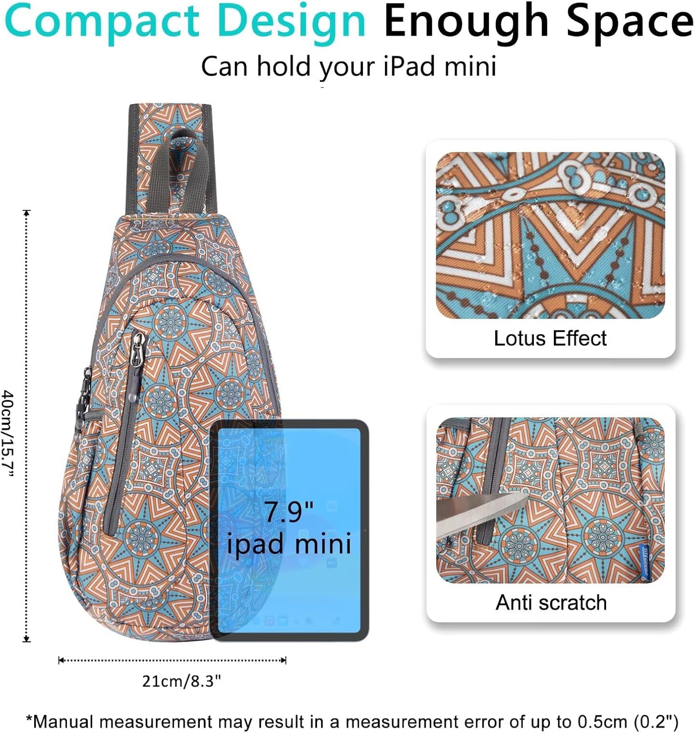 TITECOUGO Small Sling Bag, Lightweight Crossbody Backpack for Men Women, Shoulder Bag for Sports and Outdoor