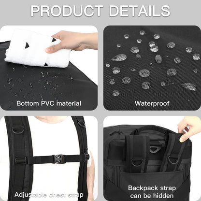 TUGUAN Extra Large Travel Duffle Bag Backpack for Men with Adjustable Dividers 120L Big Weekend Overnight Bag with ID Pocket Shoulder Strap Heavy Duty Sports Duffel Bags for Camping Gym, Black