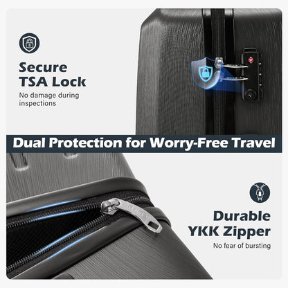Coolife Luggage PC+ABS Hardshell Suitcase with TSA Lock, Spinner Carry On Lightweight (navy, S(20in_carry on))