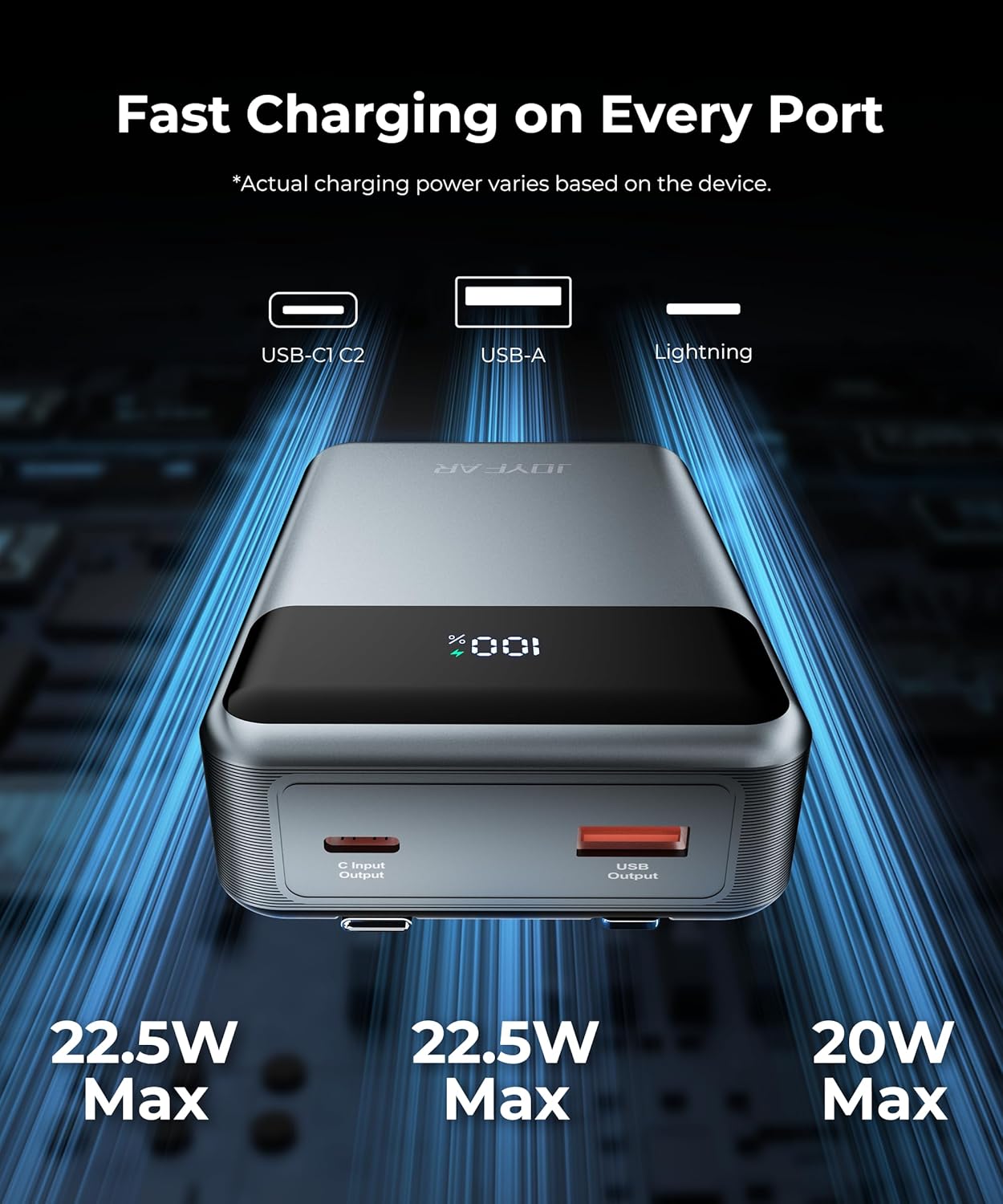Portable-Charger-Power-Bank Travel Essentials Battery Pack USB C 30000mAh Built in Cable 22.5W Phone Fast Charging Powerbank Compatible with iPhone 16 15 14 13 12 11 iPad Samsung Google Xiaomi
