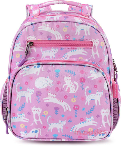 mibasies Toddler Backpack for Girls 2-4: Cute Kids Backpacks for Girls - Preschool Kindergarten Backpack - Flower Cat