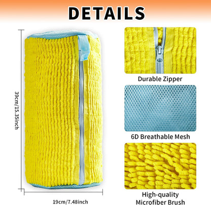 Shoe Washing Machine Bag, 2Pcs Reusable Shoe Cleaning Bag for Washing Machine, Shoe Laundry Bag for Washer, Cleaner bag for Sneakers Tennis Shoes (Yellow 2pcs)