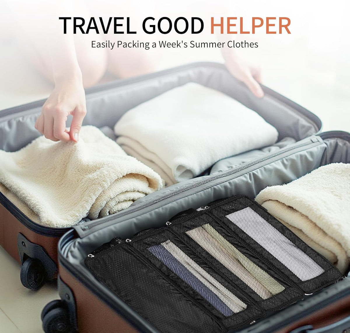 Suitcase Organizer Travel Bags Organizer for Luggage Compression Hanging Packing Cubes for Travel Carry on Closet (Bag Only)