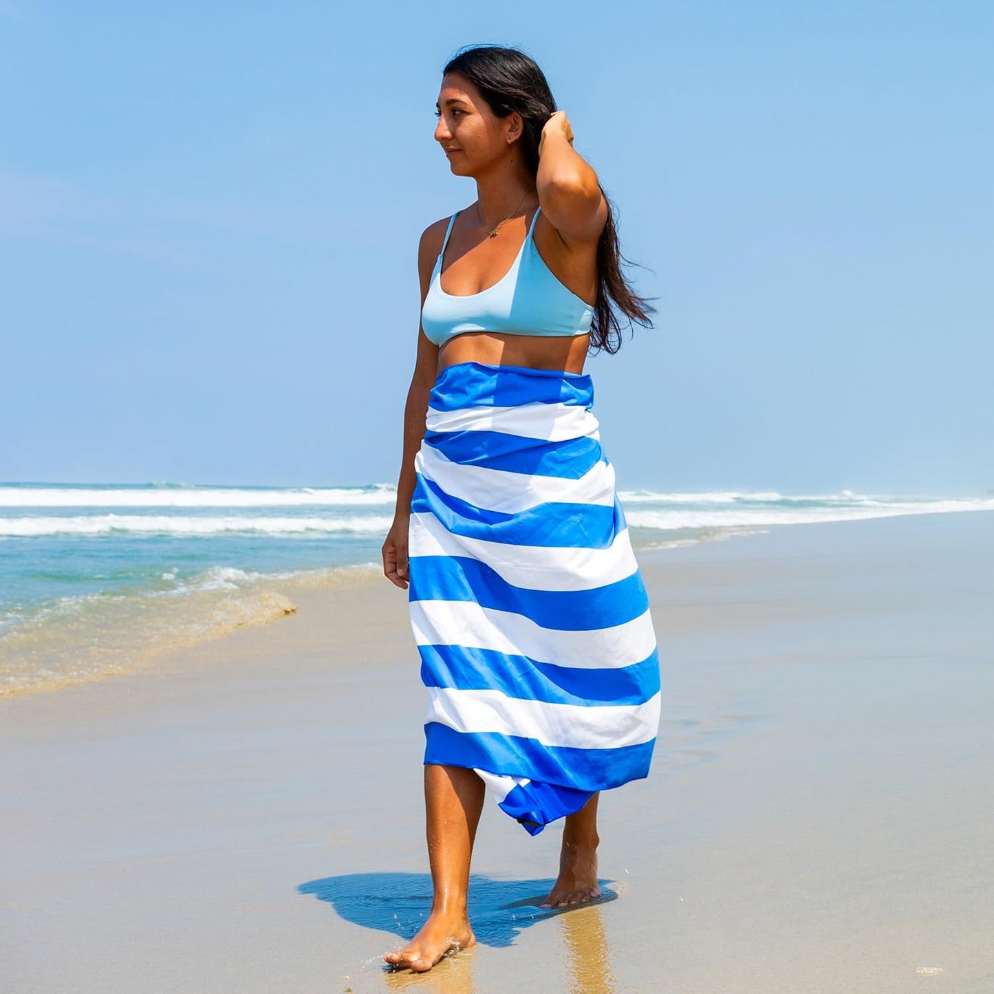 Quick Dry Towel Extra Large 78x35 Inch - Microfiber Beach Towel - Perfect for Beach, Travel, Swimming, Pool, Yoga, Hiking, Camping - Lightweight, Fast Drying, Compact for Adults (Cabana Blue)