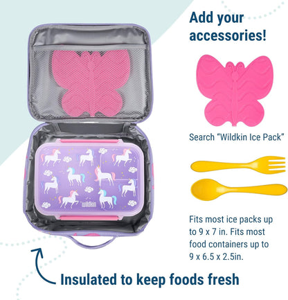 Wildkin Kids Insulated Lunch Box – Durable and Reusable for School & Travel - Big Dot Aqua