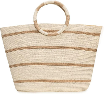 Beach Bags for Women Straw Tote Bag Summer Beach Bag Large Woven Straw Tote for by TOFUNTOY