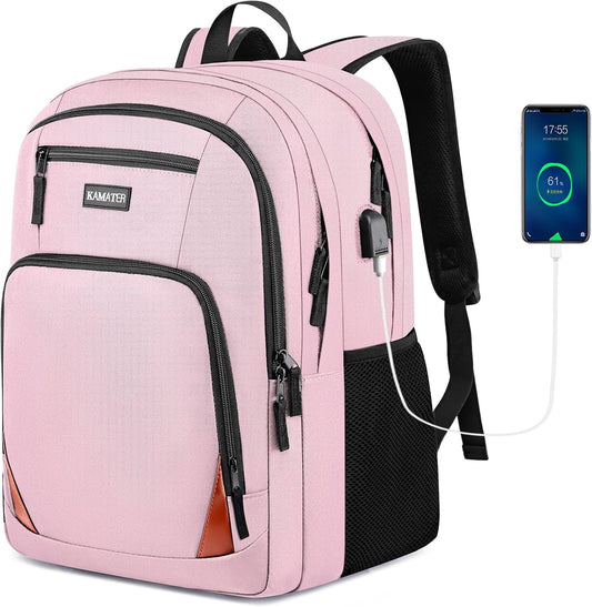 Pink Backpack for School, School BackPack for Teens, Boys and Girls, with 15.6 inch Laptop Bookbag for College High School, Large Computer Back Pack with Compartments for Men & Women