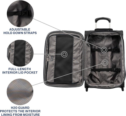 Travelpro Tourlite Softside Expandable Upright 2 Wheel Luggage, Lightweight Suitcase, Men and Women, Black, Carry-On 22-Inch