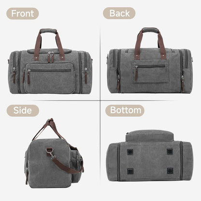 Canvas Expandable Duffle Bag for Men Traveling, Luggage Travel Bag Weekender Overnight Bag,Mens Gym Carry on Duffel Bags