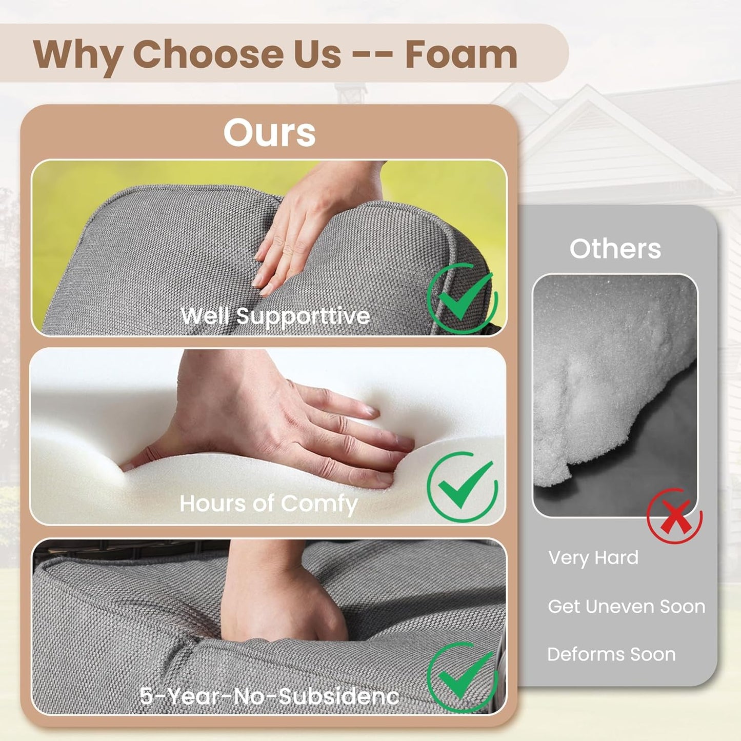 HOOOWOOO Patio Furniture Set,6 Pieces Outdoor Conversation Set,All Weather Wicker Loveseat Sofa Set with High Back Chairs Table,Dark Gray