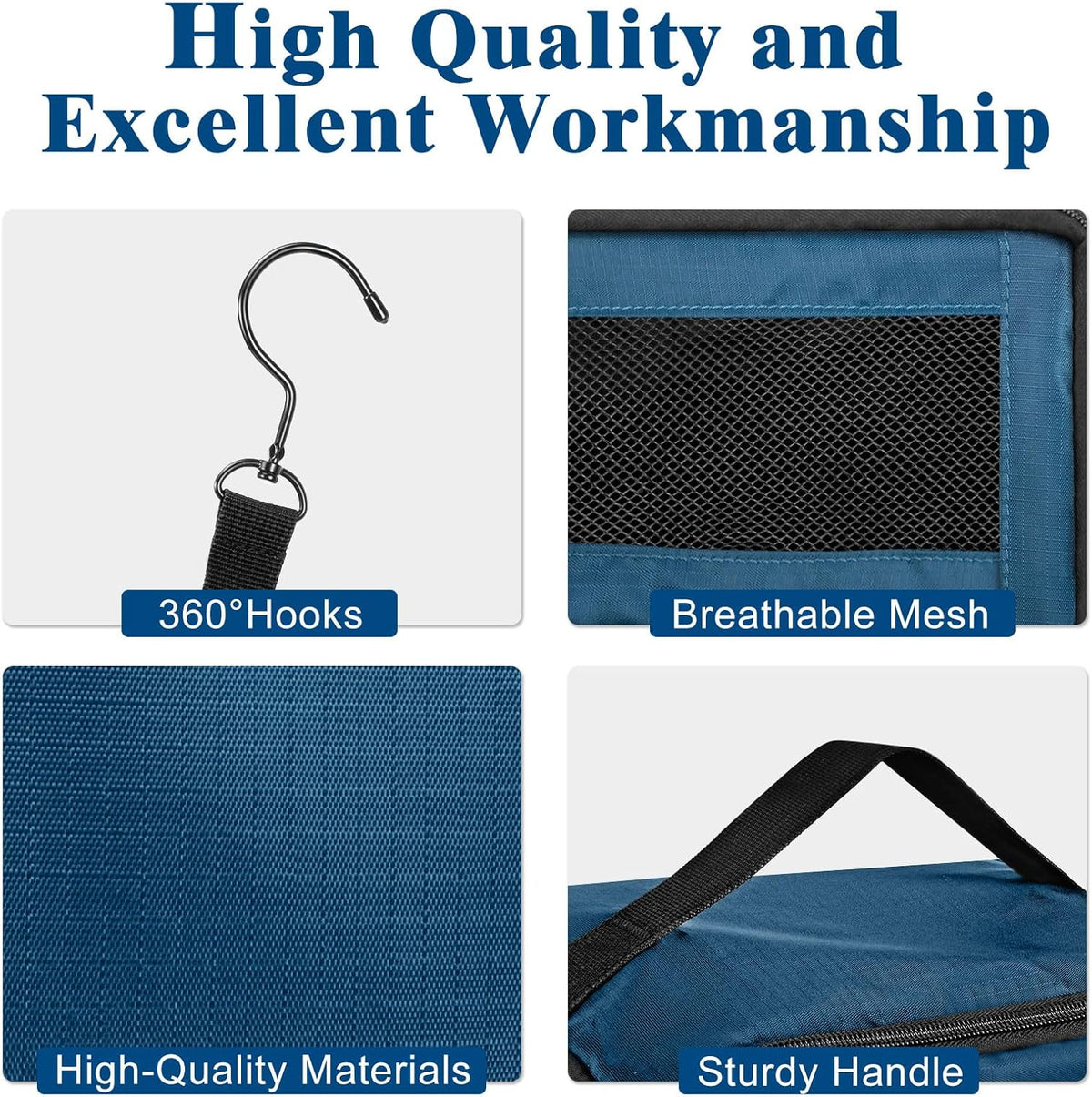 Hanging Travel Organizer, Carry on Luggage Suitcase Organizer, Travel Essentials Portable Travel Shelves Packing Cube for Travel Cruise Small,Navy Blue