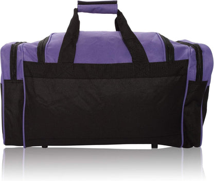 DALIX 21" Blank Sports Duffle Bag Gym Bag Travel Duffel with Adjustable Strap in Purple