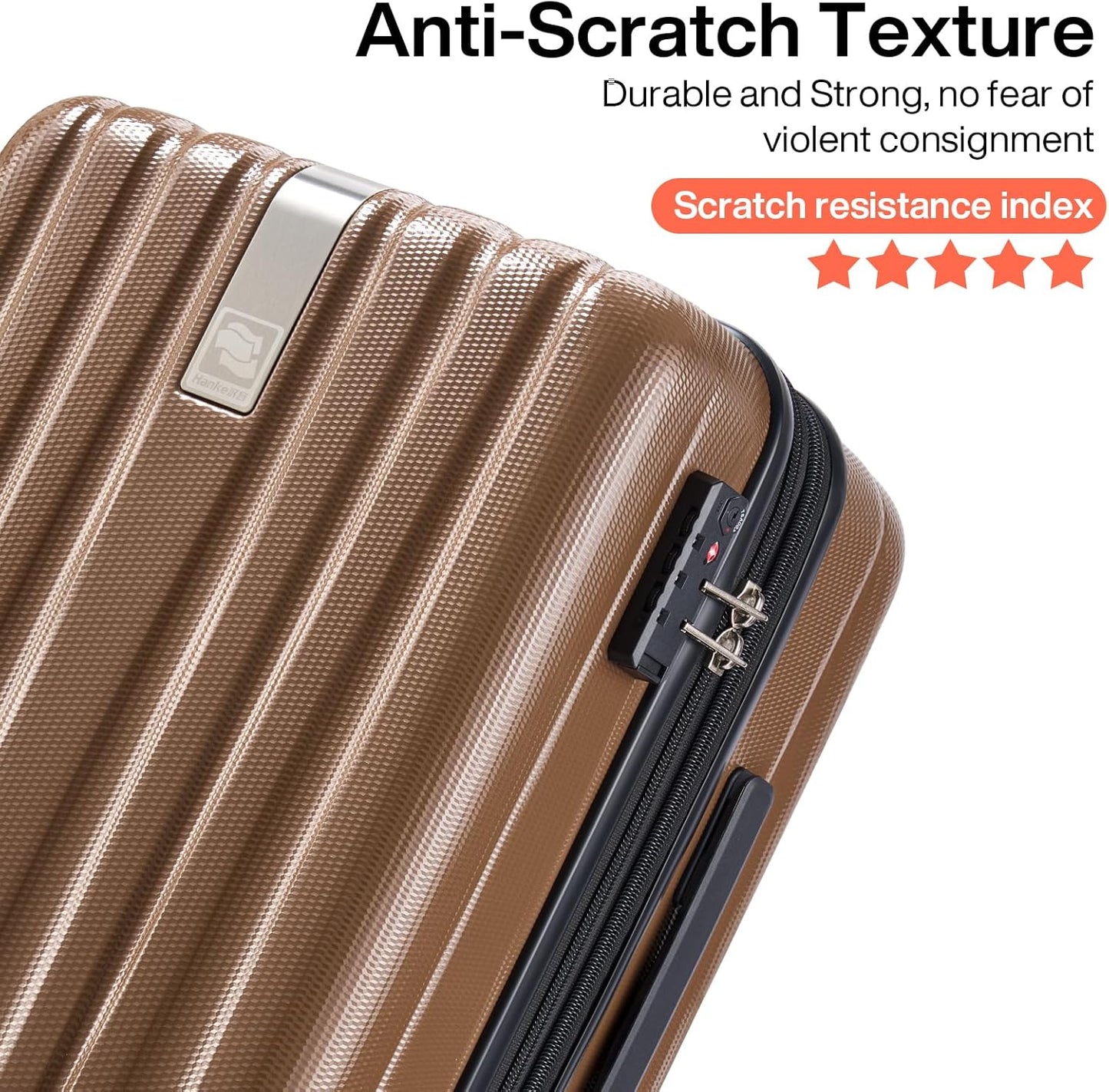 Hanke Luggage Sets 2 piece Carry On Luggage with Wheels PC Hard Shell Suitcases Lightweight Checked Travel Luggage Large Travel Suitcase Woman Men 20/29 Inch （Brown）