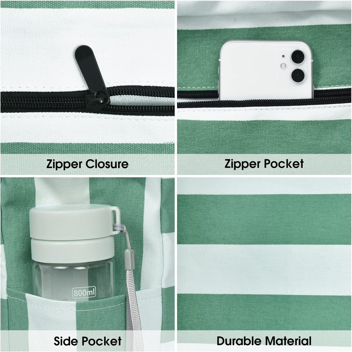 Becokan Beach Bags for Women Large Waterproof Beach Tote Bag Zipper Beach Bags Waterproof Sandproof Swim Pool Bag Large Tote