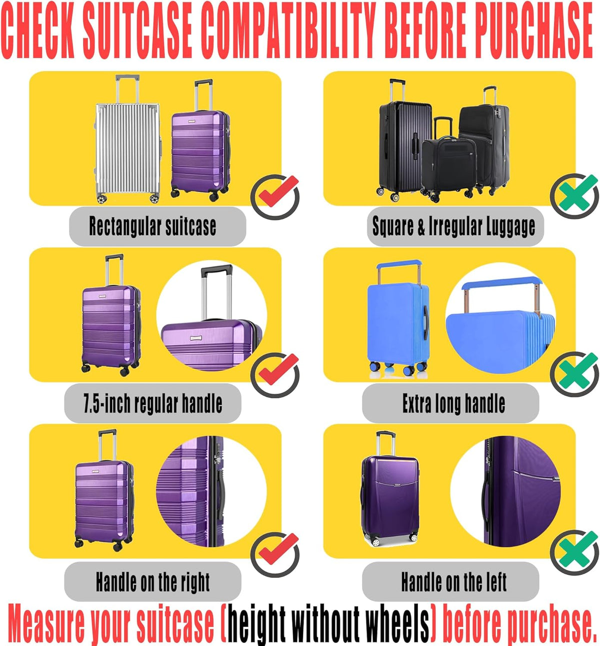 Suitcase Covers for Luggage – TSA Approved Clear PVC Luggage Protector Cover, Thick Transparent Waterproof Sleeve with Large Hook and Loop Closure, Fits 20" Wheeled Suitcases