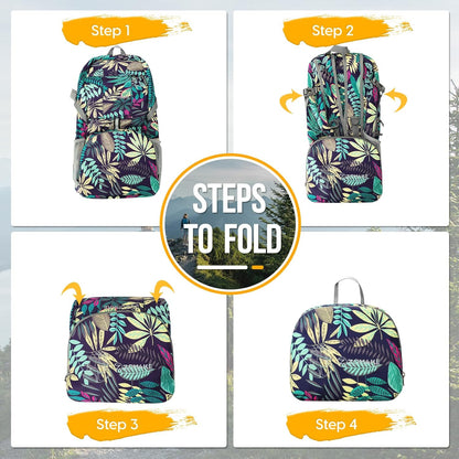 ZOMAKE Lightweight Packable Backpack 35L, Light Foldable Backpacks Water Resistant Collapsible Hiking Bag, Compact Folding Day Pack for Travel Camping(Mixed Color-Leaves)