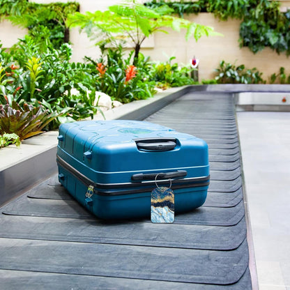 2 PCS Leather Luggage Tag for Suitcase Abstract Marble Travel Suitcase Labels with Privacy Name ID Label and Stainless Steel Loop for Adults Teens Travel Bag Labels Set