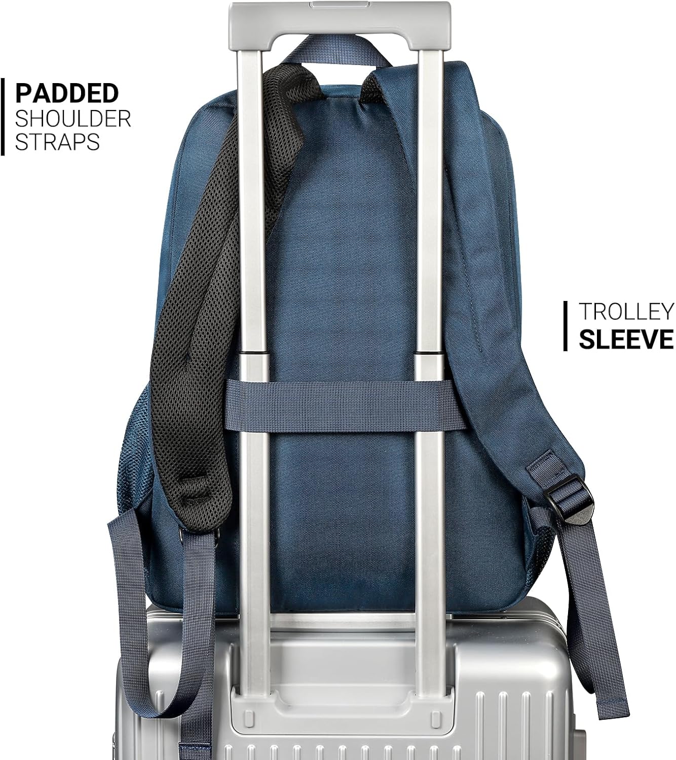 ZORFIN 26L Backpack for College, and Travel: Water Resistant Bookbag - Navy Blue