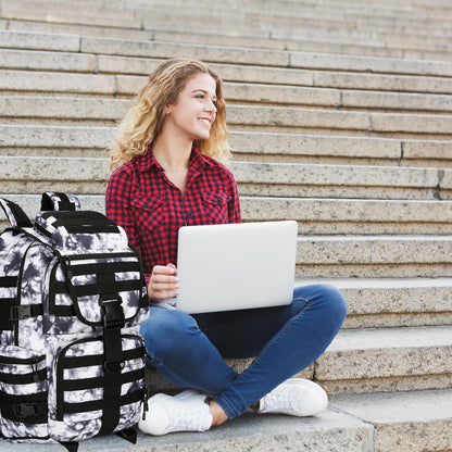 50L Military Tactical Backpack Hiking Waterproof Backpack Large Military Pack 3 Day Assault Pack Molle Bag Rucksack (White Camo)