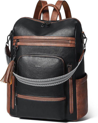 Shrrie Vegan Leather Laptop Backpack for Women 15.6 inch Work Backpack Fashion Travel Backpack Purse for Business College