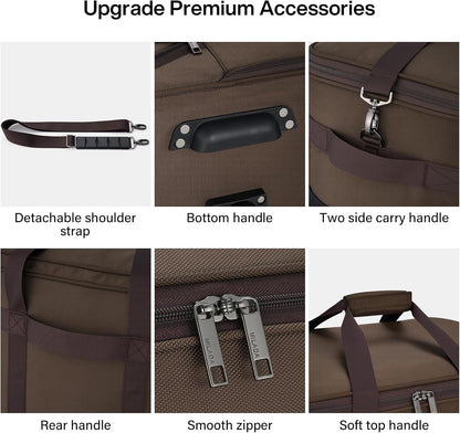 MILADA Expandable Luggage Bags for Travel Foldable Suitcase with Wheels Collapsible Rolling Travel Duffle Bag Lightweight Large Suitcases without Telescoping Handle, Coffee