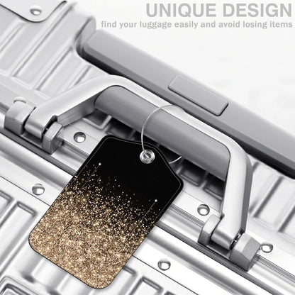 2 Pcs Rose and Gold Glitter Luggage Tags for Suitcases PU Leather Baggage Tags Name ID Label with Privacy Cover and Stainless Steel Loop for Men Women Travel Bag Suitcase
