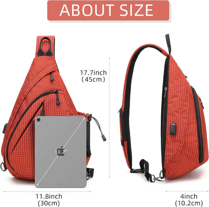 Water-Proof Sling bag/Crossbody Backpack/Shoulder Bag with USB Charging Port for Travel, Hiking, Cycling, Camping