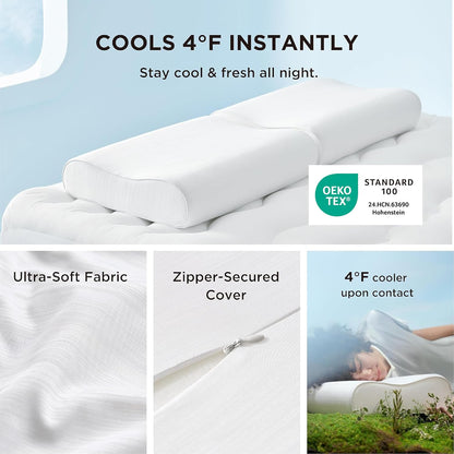 Bedsure Cervical Neck Support Pillow for Sleeping, Ergonomic Odorless Memory Foam Cervical Contour Orthopedic Pillow for Neck Pain Relief, for Side, Back, Stomach Sleeper