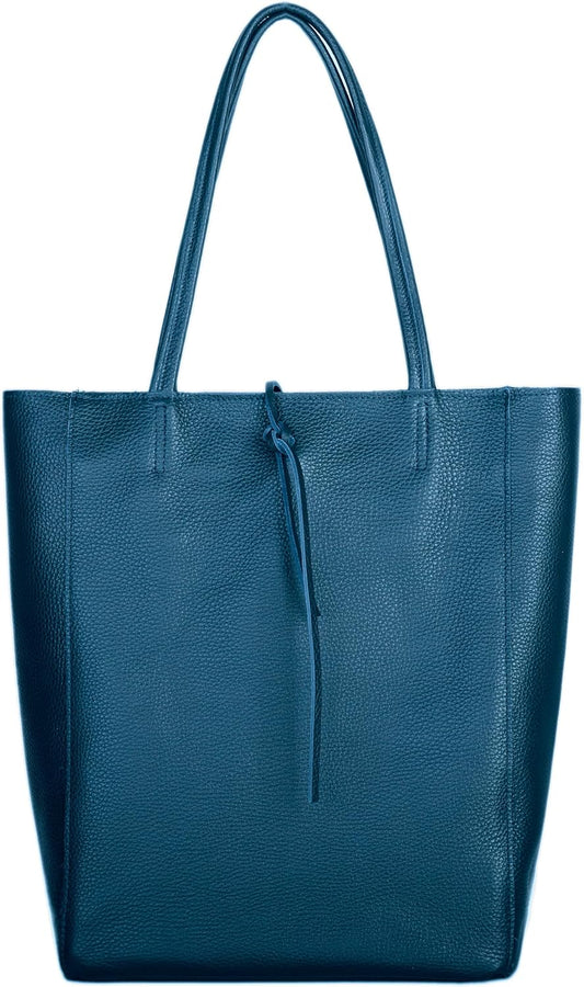 Italian Calf Leather Tote for Women with Zipper, Inner Pocket & Flat Base | Soft Unlined Shopper for Work & Travel