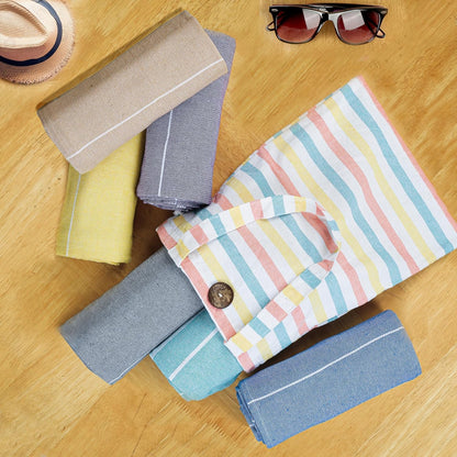 HILLFAIR Cotton Turkish Beach Towels- Lightweight Sand Free Peshtemal Hammam Towels for Bath Swim Yoga Spa- XXL Oversized Beach Towel (39 x 72 inch - 6 Pack Multicolor)