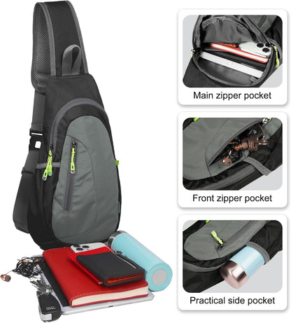 TITECOUGO Small Sling Bag, Lightweight Crossbody Backpack for Men Women, Shoulder Bag for Sports and Outdoor