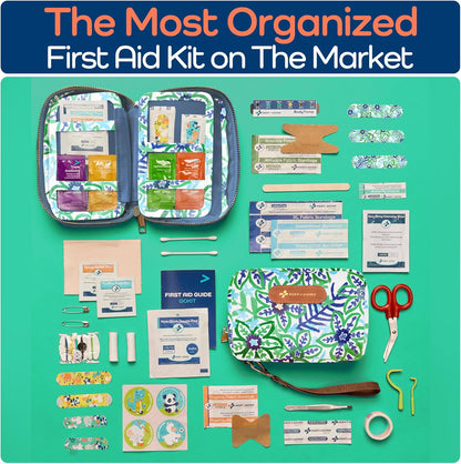 KeepGoing Travel First Aid Kit for Kids – 130 Pc. for Car, Home, Purse, Diaper Bag & Backpack with Latex-Free Bandages - Mini First Aid Kit Travel Size TSA-Approved