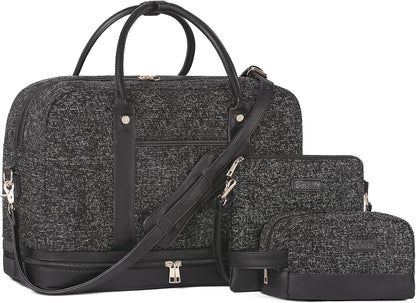 Weekender Bag for Women Canvas Overnight Bag Large Travel Tote Bag Carry on Shoulder Duffle Bag With Shoe Compartment,Perfect for Travel/Daily Use/Birthday Gift …