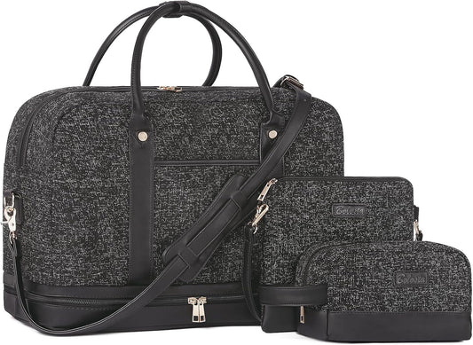 Weekender Bag for Women Canvas Overnight Bag Large Travel Tote Bag Carry on Shoulder Duffle Bag With Shoe Compartment,Perfect for Travel/Daily Use/Birthday Gift …