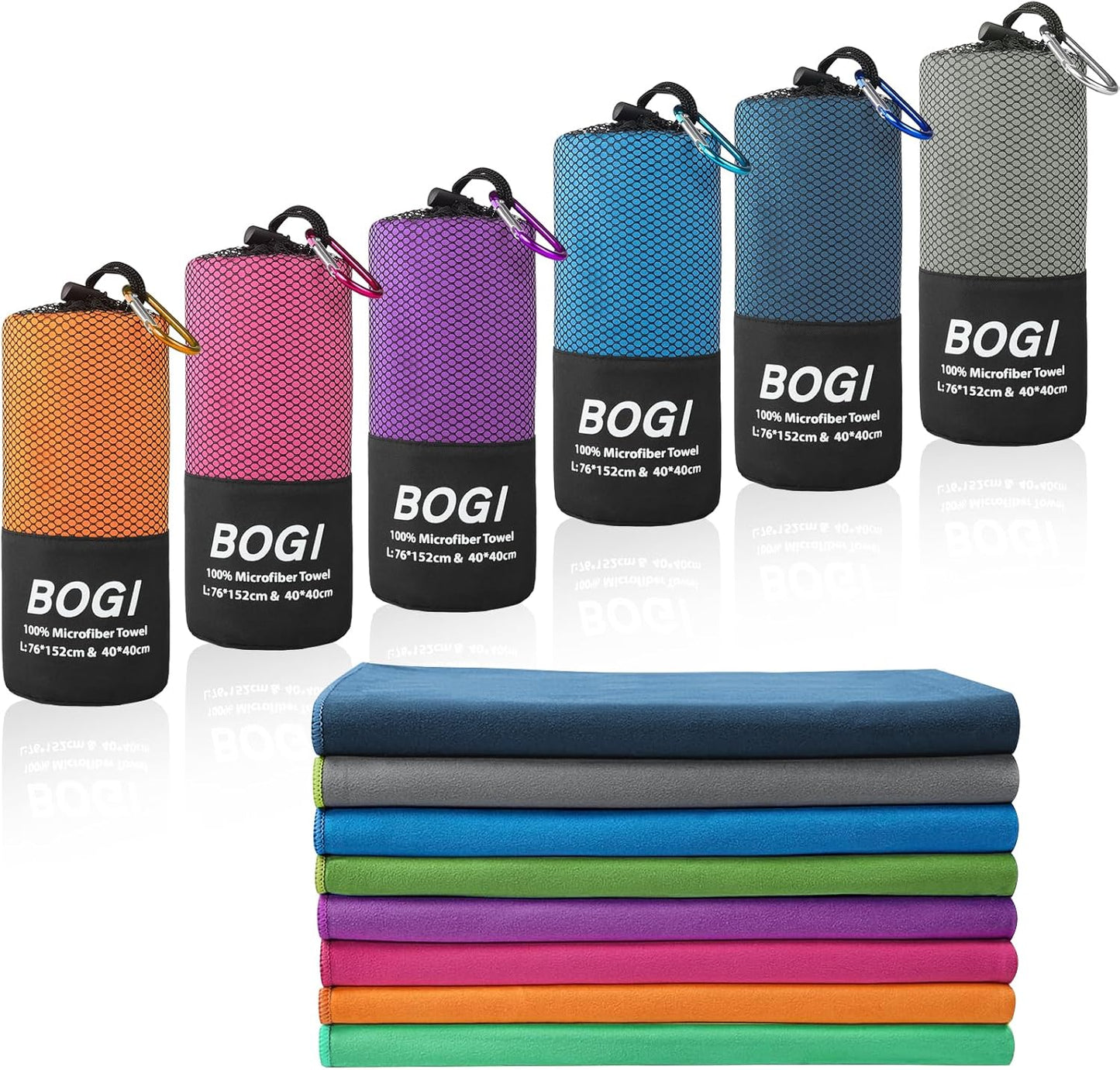 BOGI Microfiber Travel Sports Towel-Quick Dry Towel, Soft Lightweight Microfiber Camping Towel Absorbent Compact Travel Towel for Camping Gym Beach Bath Yoga Swimming Backpacking (M:40''x20''-Grey)